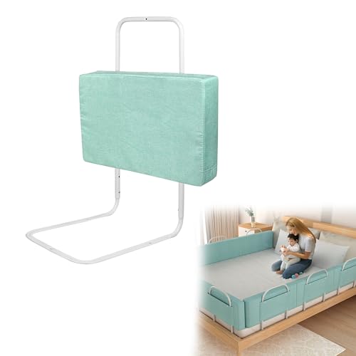 YRHome 60cm Kinderbettgitter Bettgitter Bettschutzgitter für Kinder Rausfallschutz Bett Kinderbettgitter 5-Loch Höhenverstellbar für Kinderbett & Familienbett Grün von YRHome