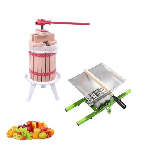 YRHome 6L Obstpresse Saftpresse Fruchtpresse Weinpresse Maischepresse+7L Obstmühle Obstzerkleinerer für Apfel von YRHome