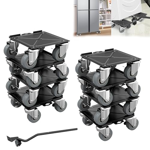 YRHome 8er Set Möbelroller Möbeltransportrollen Set Transportroller Möbelrollen Kohlenstoffstahl Möbeltransporthilfe Möbel Transporthilfe bis 454KG mit Bremse, Hebelstange & Anti-Rutsch-Flanellmatten YRHome 8er Set Möbelroller Möbeltransportrollen Set Transportroller Möbelrollen Kohlenstoffstahl Möbeltransporthilfe Möbel Transporthilfe bis 454KG mit Bremse, Hebelstange & Anti-Rutsch-Flanellmatten von YRHome