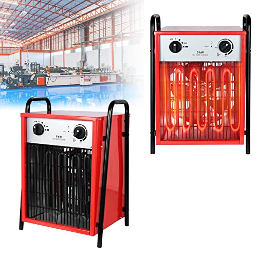 YRHome 9KW Heizlüfter Elektroheizer Heizgerät Elektroheizung Profi-Industrie 3 Heizstufen Elektroheizer Heizluefter Überlastschutz Thermostat Heizgebläse für Innenund Außeneinsatz 400V Netzspannung von YRHome