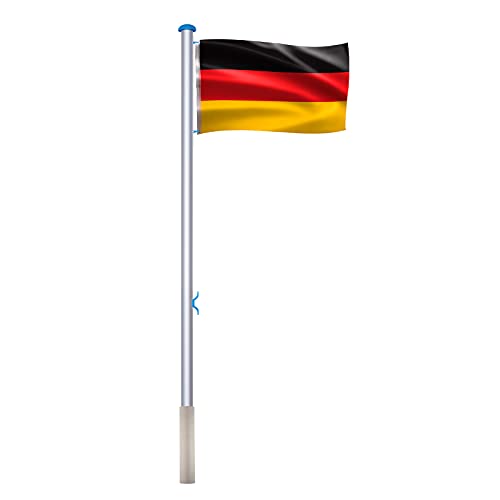 YRHome Aluminium Fahnenmast 6,5m inkl Deutschlandfahne 150 * 80cm, Stabil Bodenhülse 50cm Höhenverstellbar Witterungsbeständigem von YRHome