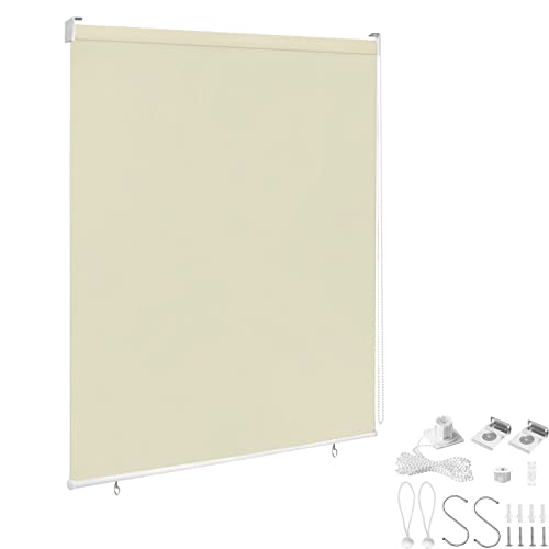 YRHome Außenrollo Balkon Senkrechtmarkise Rollo Balkonrollo 100 x 140 cm Balkonmarkise Sonnenschutz 100% Blickdicht UV-beständige Sichtschutz Rollo Windschut Beschattung Beige von YRHome