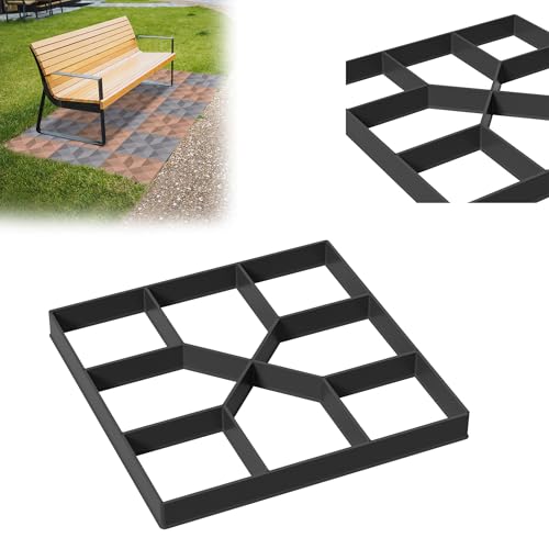 YRHome Betonform Garten Kunststoff Pflasterform Garten Trittsteine Schwarz Pflastersteine Streichen DIY Beton Gießform Für Gehwegen, Garten, Rasenbahnen-Quadrat Model 2(8 Kammer)-1 Stück von YRHome