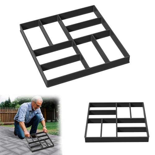 YRHome Betonform Garten Kunststoff Pflasterform Garten Trittsteine Schwarz Pflastersteine Streichen DIY Beton Gießform Für Gehwegen, Garten, Rasenbahnen-Quadrat Model 3(8 Kammer)-2 Stück von YRHome