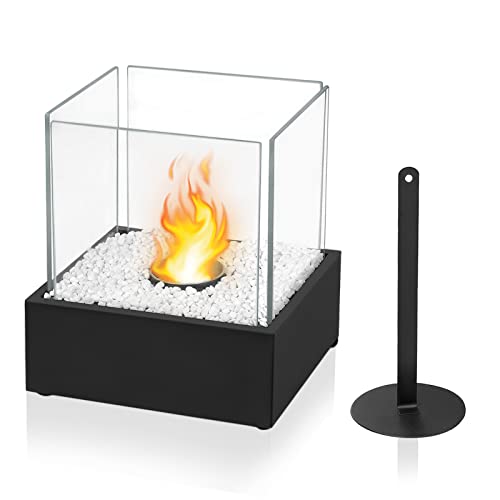 YRHome Ethanol Tischkamin Bioethanol Tischkamin Bio Edelstahl Kamin Ethanol Kamin Tischfeuer mit Deko Steinen Brennkammern Löschgerät Glaskamin für Indoor Outdoor Glasfeuer Tisch-Dekofeuer Type D von YRHome