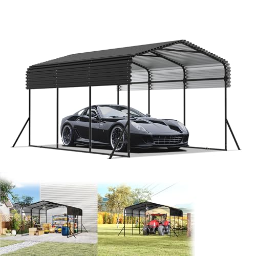YRHome Extra Groß Metall-Carport Zeltgarage Robustes Auto-Unterstand Außengarage Bootslager Garagenzelt Lagerzelt Campingzelt 10x15FT- 450×300×250cm UV-beständig Winterfest Für Autos Boote Weide von YRHome
