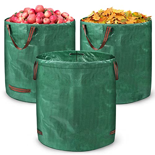 YRHome Gartenabfallsack Stabil 3x 272L Gartensack Robust Gartensäcke Rasensack mit Griffen PP 150g/m² Wiederverwendbar Selbststehend abwaschbar Laubsack für Gras Laub Gartenabfälle Spielzeug von YRHome