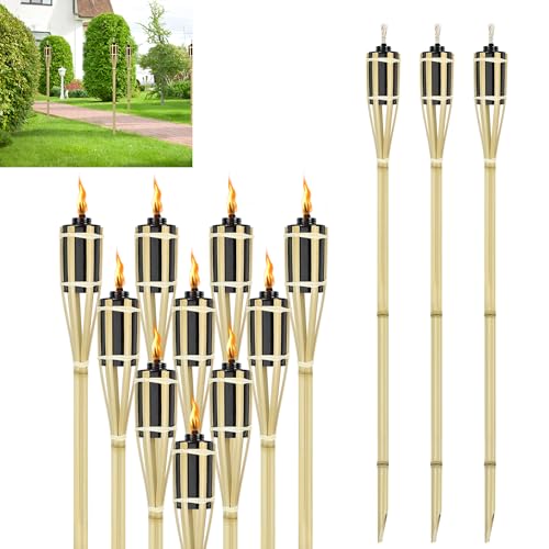 YRHome Gartenfackeln Bambus Fackeln Für Draußen 24 Stück Bambusfackeln Fackel Ölfackeln Fackel Garten Öllampe Wegleuchte Mit Ersatzdocht 90 cm Für Outdoor-Wandern Gartendeko von YRHome