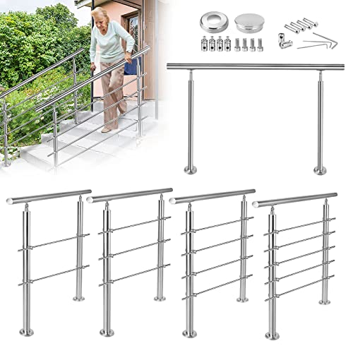 YRHome Geländer Edelstahl Handlauf Treppengeländer für Treppen Brüstung für Innen & Außen Treppenhaus Balkon Brüstung Hauseingang Garten (80cm, 5 Querstreben) von YRHome