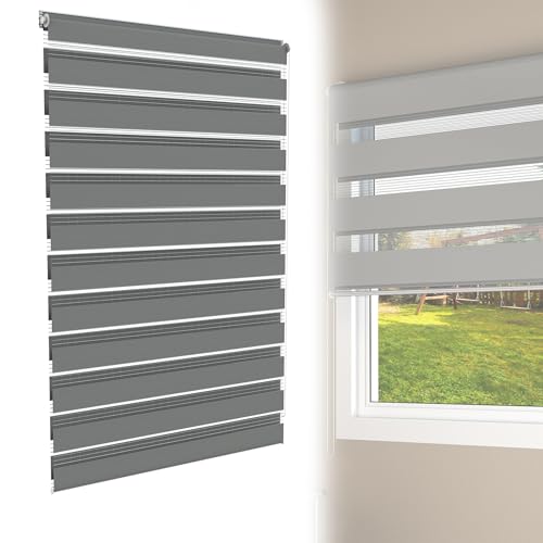 YRHome Grau Doppelrollo Klemmfix ohne Bohren B90 x H150 cm Klemmrollo Zebrarollo Fensterrollo Seitenzugrollo für Fenster & Türen mit Seitenzug Sonnenschutz UV-Schutz Privatschutz lichtdurchlässig YRHome Grau Doppelrollo Klemmfix ohne Bohren B90 x H150 cm Klemmrollo Zebrarollo Fensterrollo Seitenzugrollo für Fenster & Türen mit Seitenzug Sonnenschutz UV-Schutz Privatschutz lichtdurchlässig von YRHome