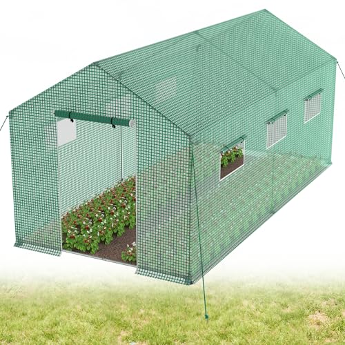 YRHome Groß Gewächshaus Winterfest mit Feuerverzinktem Stahlrahmen Foliengewächshaus Grün Begehbares Gartenhäuschen Isoliert Überwinterungszelt für Pflanzen Gartengewächshäuser Balkon - 3x2x2m von YRHome