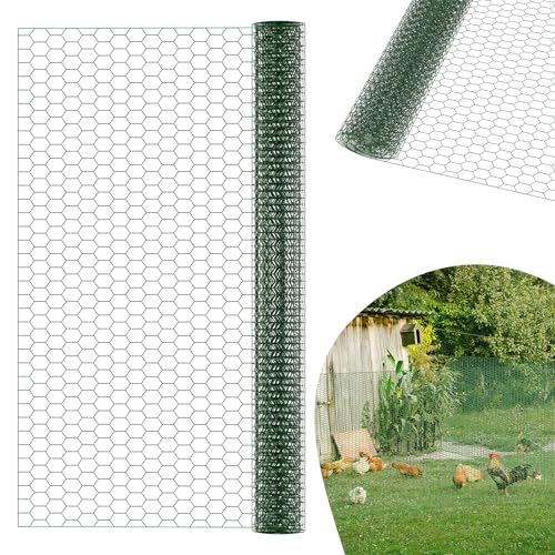 YRHome Grün 20m Hasendraht Hühnerzaun Verzinkter Maschendrahtzaun Kaninchendraht Drahtgitter Feinmaschig Leichter Drahtgeflecht Drahtzaun Hasengitter Kükendraht Maschenweite 43 x 28 mm, Höhe 100cm von YRHome