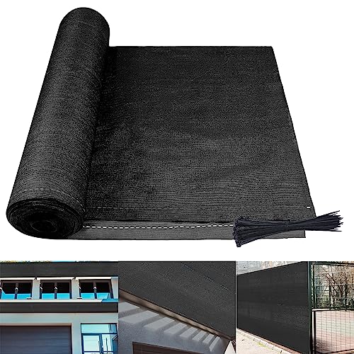 YRHome HDPE Zaunblende Sichtschutz 100cm Tennisblende Schattiernetz 150 g/m² Sonnenschutz Windschutz Schattier Gewebe mit Kabelbinder für Zaun Balkon Sportplatz Garten (1 x 10 m, Anthrazit) von YRHome