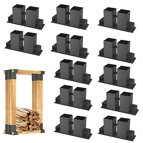YRHome Holzstapelhilfe Feuerverzinkt stabile Holz Stapelhilfe Stapelhilfe Holzstapelhalter Brennholz Kaminholz Gestell Holz (12 Stück) von YRHome