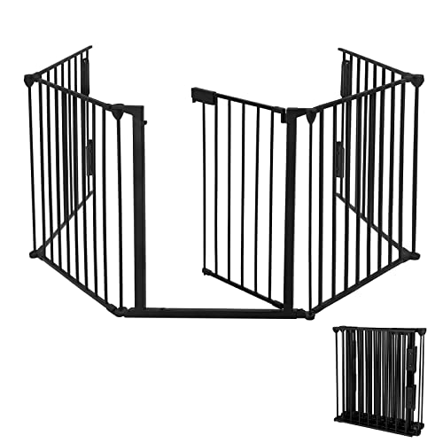 YRHome Kaminschutzgitter mit Tür Gesamtlänge 300cm Höhe 75cm Ofenschutzgitter Absperrgitter Türschutzgitter Tierschutzgitter Konfigurationsgitter Faltbar Schwarz 5 Elemente für Kinder-Sicherung YRHome Kaminschutzgitter mit Tür Gesamtlänge 300cm Höhe 75cm Ofenschutzgitter Absperrgitter Türschutzgitter Tierschutzgitter Konfigurationsgitter Faltbar Schwarz 5 Elemente für Kinder-Sicherung von YRHome
