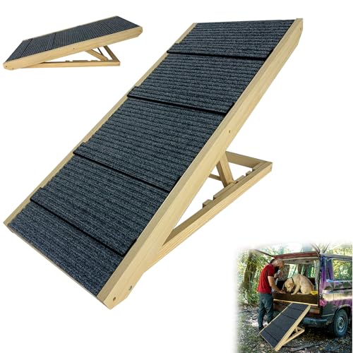 YRHome Klappbar Hunderampe Holz 100x40x60cm Hundetreppe für große Katzen und Hunde Anti-rutsch Hundeeinstiegshilfe für Bett Sofa oder Auto Haustiertreppe Bis 100kg Tragbare Tierrampe höhenverstellbar YRHome Klappbar Hunderampe Holz 100x40x60cm Hundetreppe für große Katzen und Hunde Anti-rutsch Hundeeinstiegshilfe für Bett Sofa oder Auto Haustiertreppe Bis 100kg Tragbare Tierrampe höhenverstellbar von YRHome
