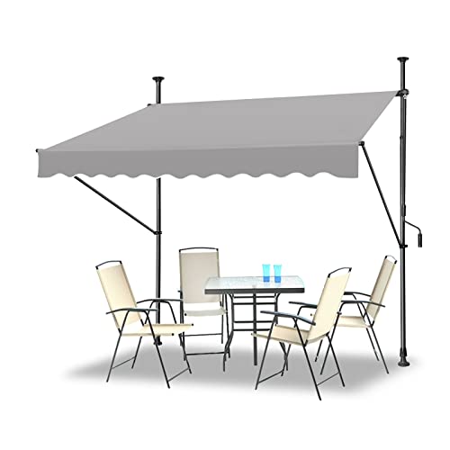 YRHome Klemmmarkise Markise Sonnenschutz Balkon Balkonmarkise mit Handkurbel Einziehbar Manuell Faltarm UV-beständig ohne Bohren Terrassenüberdachung 100% Polyester Grau, 200 x 120 cm YRHome Klemmmarkise Markise Sonnenschutz Balkon Balkonmarkise mit Handkurbel Einziehbar Manuell Faltarm UV-beständig ohne Bohren Terrassenüberdachung 100% Polyester Grau, 200 x 120 cm von YRHome