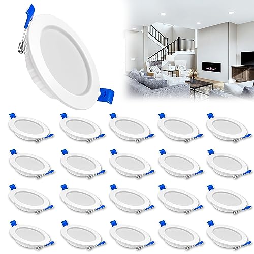 YRHome LED Einbaustrahler 5W 230V Flach Bad Einbauleuchten Deckenspots Badleuchte Mini Einbauspot Deckenstrahler für Küche Bad Wohnzimmer Schlafzimmer Flur (20er 5W, Kaltweiß, Typ B) von YRHome