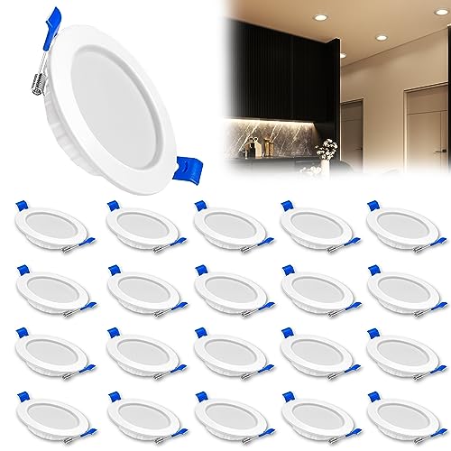 YRHome LED Einbaustrahler 5W 230V Flach Bad Einbauleuchten Deckenspots Badleuchte Mini Einbauspot Deckenstrahler für Küche Bad Wohnzimmer Schlafzimmer Flur (20er 5W, Warmweiß, Typ B) von YRHome