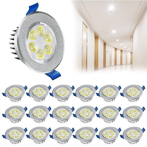 YRHome LED Einbaustrahler Schwenkbar 3W 230V Flach Bad Einbauleuchten Deckenspots Badleuchte Mini Einbauspot Deckenstrahler für Küche Bad Wohnzimmer Schlafzimmer Flur (20er 3W, Kaltweiß) von YRHome