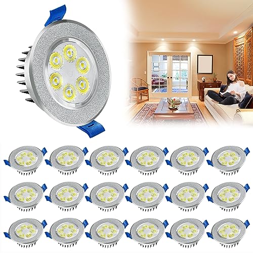 YRHome LED Einbaustrahler Schwenkbar 3W 230V Flach Bad Einbauleuchten Deckenspots Badleuchte Mini Einbauspot Deckenstrahler für Küche Bad Wohnzimmer Schlafzimmer Flur (20er 3W, Warmweiß) von YRHome