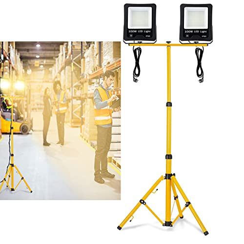 YRHome LED Fluter Baustrahler Flutlicht 2x 100W Warmweiß Wasserdicht IP66 Arbeitsscheinwerfer Scheinwerfer mit Stativ und 3M Kabel Außenbereich Garten Garage von YRHome
