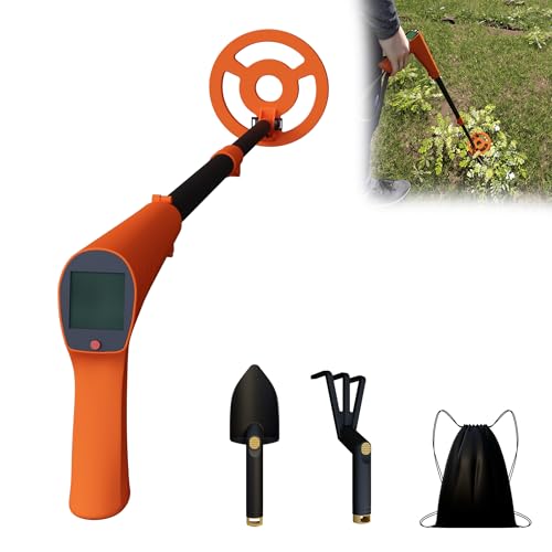 YRHome Metalldetektor für Kinder - Mit LCD-Display & wasserfester Spule & Lang Handgriff - Inkl. vollständigem Ausgrabungsset (Schaufel+Kralle+Tasche) Metalldetektoren Orange von YRHome