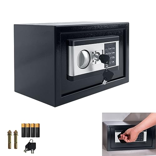 YRHome Mini Tresor für Zuhause 34L Safe Tresor Klein Möbeltresor Hotelsafes Eisenstahl mit Digitaler Passwort & 2 Sicherheitsschlüssel & Batteriebox & Alarmfunktionen & Innenbeleuchtung Minisafe von YRHome