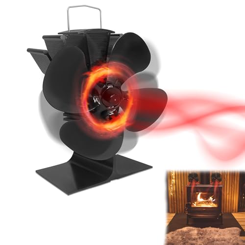 YRHome Ofenventilator 4 Flügel Kaminventilator Ventilator Kein Strom erforderlich Geräuscharmer für Kamin Holzöfen Öfen Holzbrenner von YRHome