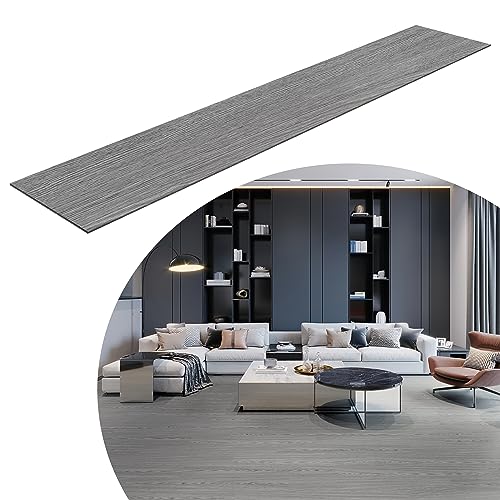 YRHome PVC Bodenbelag 5m² in Grau Selbstklebende Fliesen Vinylboden klicksystem Holz-Effekt Vinyl Bodenbelag für Fußbodenheizung 36 Fliesen - 91,44cm x 15,24 cm x 2mm von YRHome