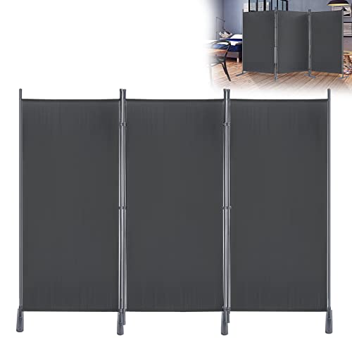 YRHome Paravent Raumteiler 3 teilig 275x180cm flexibel Trennwand Sichtschutz Stellwand Raumteiler Sichtschutzwand mit Kabelbinder & Nägel für Schlafzimmer Wohnzimmer Büro (Anthrazit) von YRHome