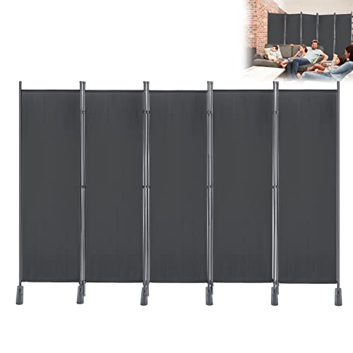 YRHome Paravent Raumteiler 5 teilig 280x180cm flexibel Trennwand Sichtschutz Stellwand Raumteiler Sichtschutzwand mit Kabelbinder & Nägel für Schlafzimmer Wohnzimmer Büro (Anthrazit) von YRHome
