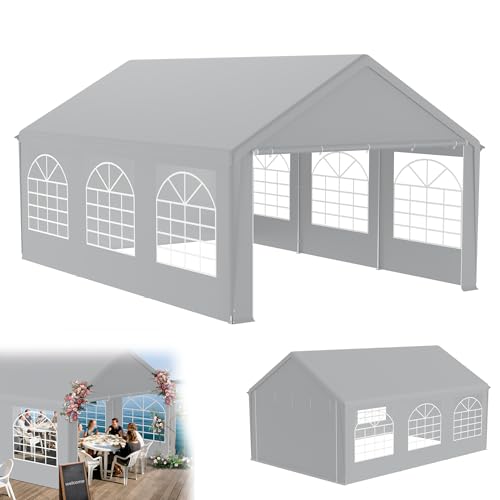 YRHome Premium 4 x 6 m Partyzelt Pavillon mit Seitenteilen Wasserdicht Stabil Winterfest Fenster in Seitenwänden Gartenzelt Großzelt Kompaktzelt Unterstand PE-Dach für Hochzeit Gartenfest Grau YRHome Premium 4 x 6 m Partyzelt Pavillon mit Seitenteilen Wasserdicht Stabil Winterfest Fenster in Seitenwänden Gartenzelt Großzelt Kompaktzelt Unterstand PE-Dach für Hochzeit Gartenfest Grau von YRHome
