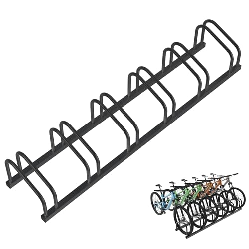 YRHome Profi-Fahrradständer für 6 Fahrräder Metall-Mehrfachständer Aufstellständer Fahrradhalter für E-Bikes & Lastenräder (37cm Abstand) für 30-65mm Reifenbreite Einfache Wand/Boden-Montage Schwarz von YRHome
