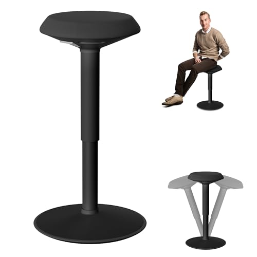 YRHome Rund Ergonomischer Hocker Stehhocker mit Schwingeffekt Sitzhöhe 54-79 cm Arbeitshocker Wackelhocker Schreibtischstuhl 360° drehbarer Schwarz von YRHome