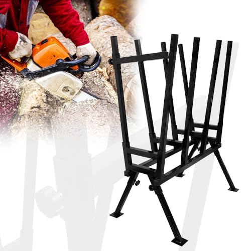 YRHome Sägebock 400kg belastbar 77x53x102cm Höhenverstellbar mit Feststellbügel Für Kettensäge & Brennholz Stahl-Holzständer Wetterfest von YRHome