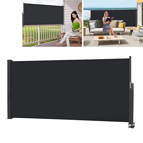 YRHome Seitenmarkise Ausziehbar 140 x 300 cm Sichtschutz Markise Blickdicht Windschutz Gartensichtschutz Seitenwandmarkise Sonnenschutz für Balkon Garten Terrasse Seitenrollo, Anthrazit von YRHome