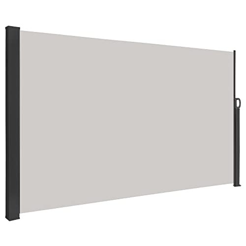 YRHome Seitenmarkise Ausziehbar 160 x 300 cm Sichtschutz Markise Blickdicht Windschutz Gartensichtschutz Seitenwandmarkise Sonnenschutz für Balkon Garten Terrasse Seitenrollo, Grau von YRHome