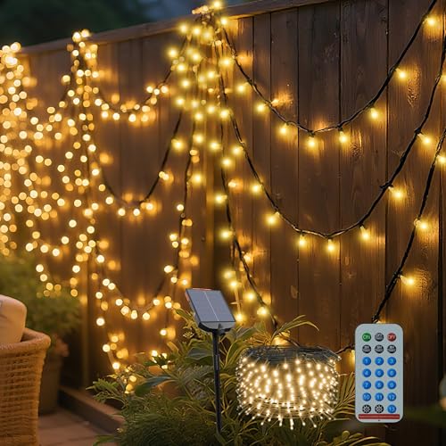 YRHome Solar LED Lichterkette 100m 1000LED Warmweiß Außen mit Fernbedienung, 13 Modi, Timer & Speicherfunktion, IP44 Wasserdicht, Solar Weihnachtsbeleuchtung für Garten, Hochzeit, Weihnachten von YRHome