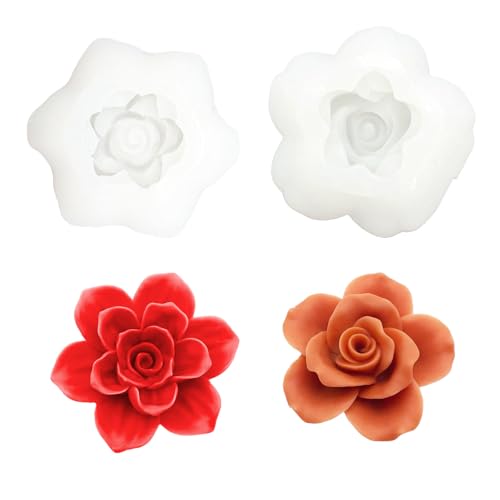 YRIHJIXQ 2Stück Silikonformen Gießformen Kerzen Rose Kerzenformen zum Gießen Blume Silikonform von YRIHJIXQ