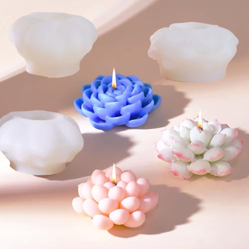 YRIHJIXQ 3Stück Kerzenformen Silikon Silikonform Blumen Silikonform Kerzen Sukkulenten Kerze Flower Candles von YRIHJIXQ