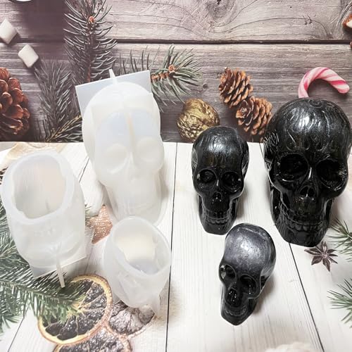 YRIHJIXQ 3Stück Totenkopf Silikonformen Gießformen Halloween Kerzenformen Zum Gießen Silikonformen Epoxidharz von YRIHJIXQ