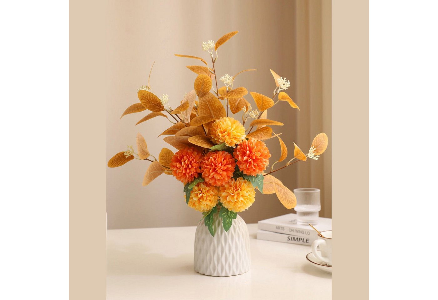 Kunstpflanze Heimdekoration, Blattstrauß, Vasen-Blumenarrangement, künstlicher, YRIIOMO, Blumenstrauß, Ohne Vase von YRIIOMO