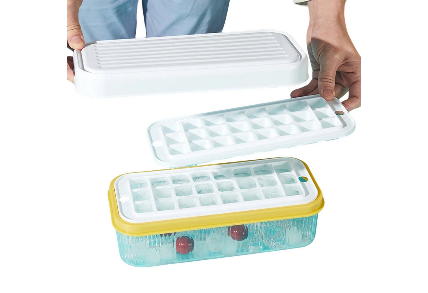 YRIIOMO Eiswürfelform Praktischer und platzsparender doppelter Eiswürfelbehälter mit, (Pressfunktion – ideal für schnelles und einfaches Eiswürfelentnehmen) YRIIOMO Eiswürfelform Praktischer und platzsparender doppelter Eiswürfelbehälter mit, (Pressfunktion – ideal für schnelles und einfaches Eiswürfelentnehmen) von YRIIOMO