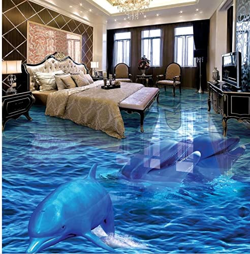 3D Selbstklebende Abnehmbaren Durchbrechen Die Mauer Vinyl Wandsticker Bodenmalerei 3D-Tapetenmalerei Dolphin Sea World Selbstklebende Pvc-Tapete, 400 X 280 Cm Wand Deko Für Wohnzimmer Schlafzimmer von YRLGRX