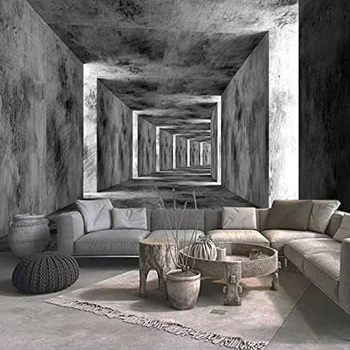 Moderne Wanddeko Wohnzimmer Schlafzimmer Fototapete 3D-Stereo-Grau, Zementwand, Korridor, Wohnzimmer, Restaurant, Café, Wandmalerei, Wandbild, 350 X 245 Cm Tapete Wand Dekoration Wandbelag Wandbild von YRLGRX