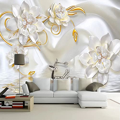 Selbstklebende Abnehmbaren Durchbrechen Die Mauer Wandsticker Benutzerdefinierte Wandbild Tapete 3D Relief Perle Schmuck Blume Seidentapete Wohnzimmer Schlafzimmer Luxus Wohnkultur, 300 X 210 Cm Mod von YRLGRX