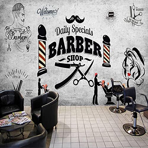 Vlies Tapeten Wandtapete Moderne Wanddeko Wohnzimmer Schlafzimmer Benutzerdefinierte Tapeten 3D Retro Friseur Haar Friseur Hintergrund Fototapete 3D Poster Wanddekoration Tapeten,250 X 175Cm Wandtap von YRLGRX