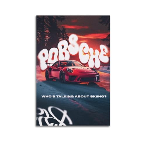 YRNQ Supercar Artwork Poster 991.2 911 GT3 RS Red Sports Racing Car Decorative Painting Canvas Wall Artworks Picture 12x18inch(30x45cm) von YRNQ