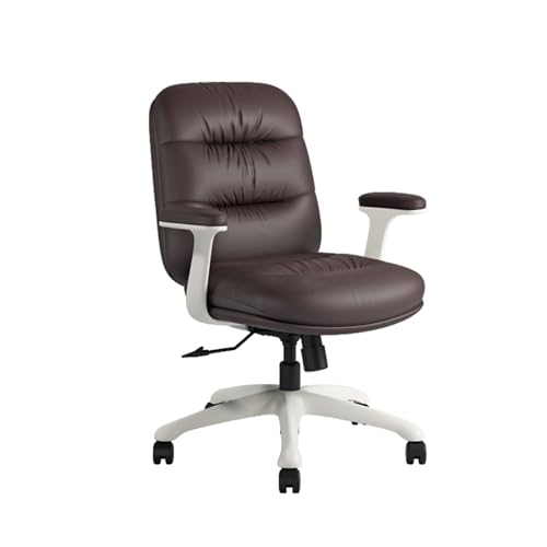 Bürostuhl ComputerSchreibtischstuhl Leder Drehstuhl Exekutivstuhl höhenverstellbar Lendenabstützung Home Office (grau: braun) Stabilize von YRPEVFGAS